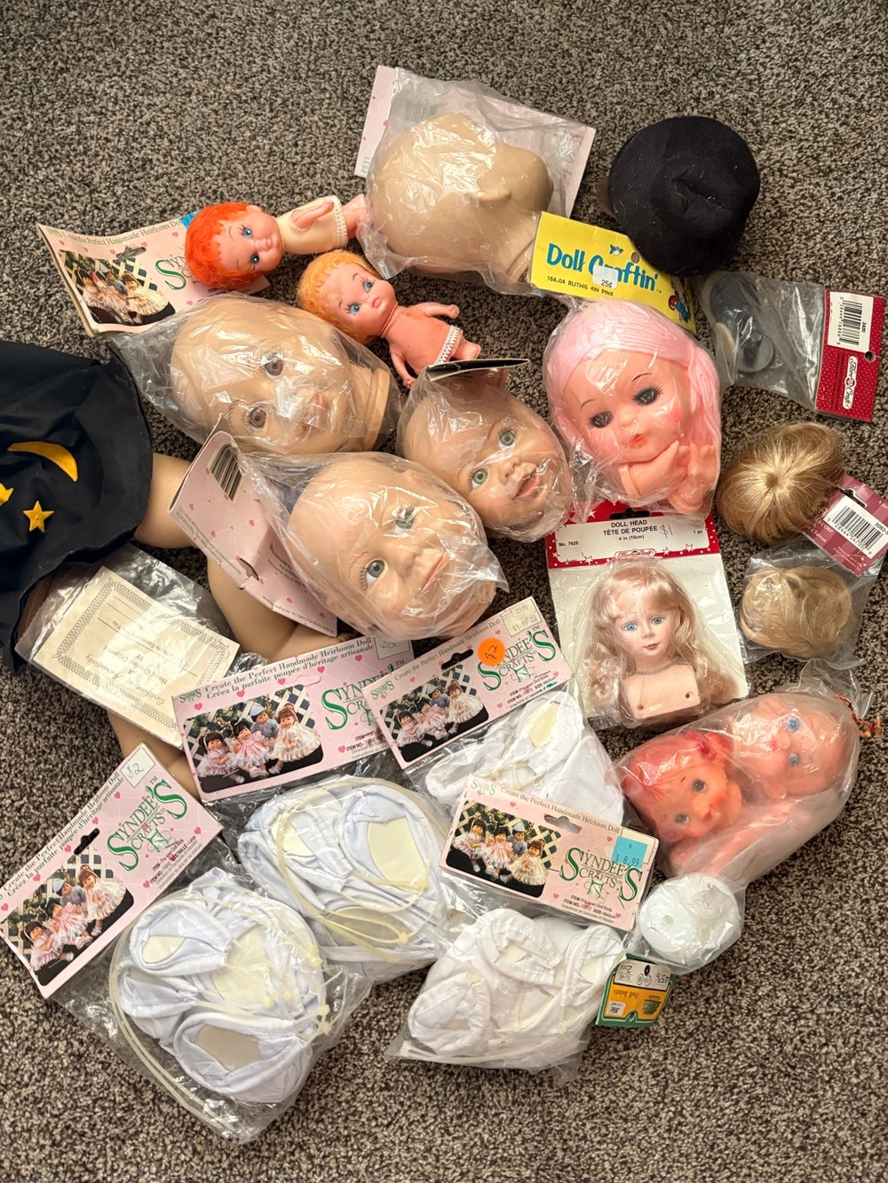 Big Craft Lot of vintage doll parts heads legs body kits wigs etc Sydees Crafts